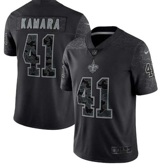 Men's New Orleans Saints #41 Alvin Kamara Black Reflective Limited Stitched Football Jersey,We sell and wholesale Men's New Orleans Saints #41 Alvin Kamara Black Reflective Limited Stitched Football Jersey on line form chian!